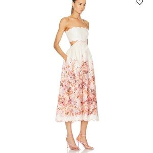 Devi Halliday Scallop Midi Dress - Cream Floral